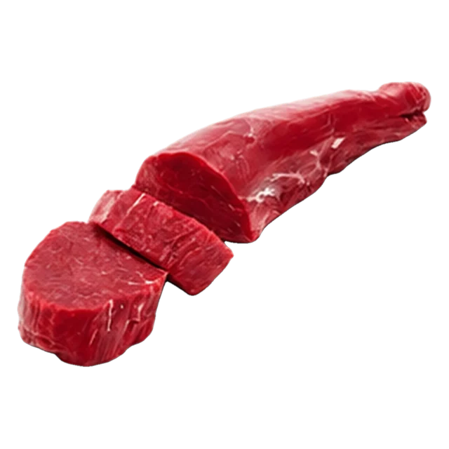 Hel oksefilet med tre ferske medaljonger skåret av